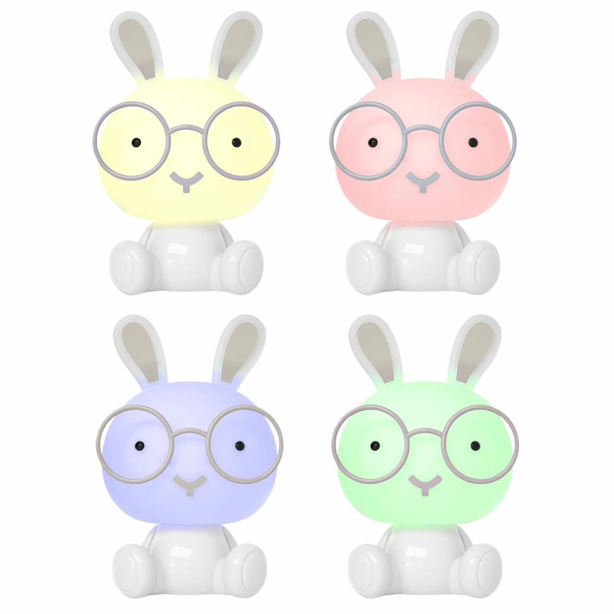 LED RGBW állítható fényerejű gyerek éjjeli lámpa LED/2,5W/230V fehér nyuszi