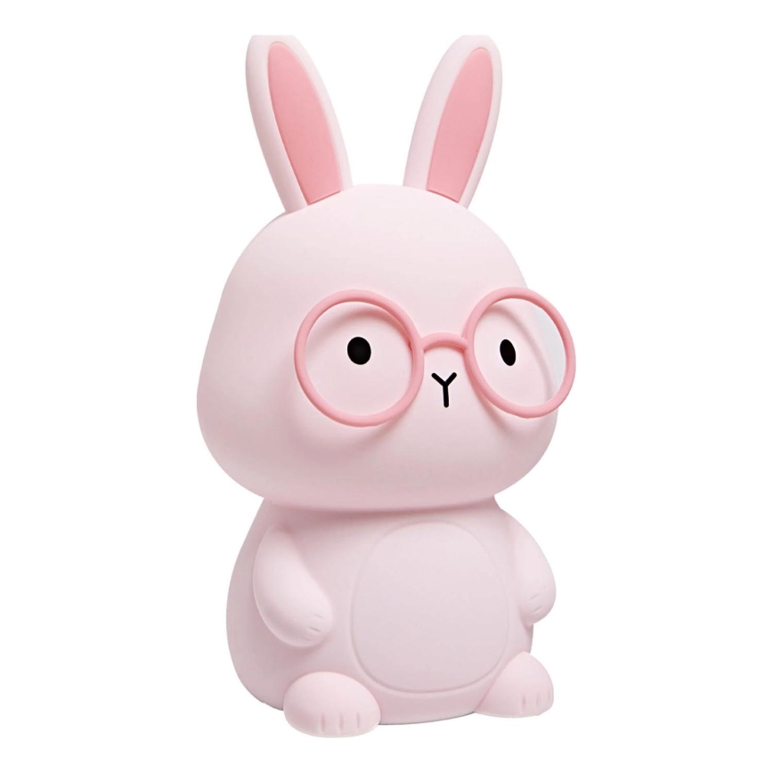 LED RGBW Dimmelhető gyerek érintőlámpa FLORKA LED/1W/5V USB 1200 mAh nyuszi rózsaszín