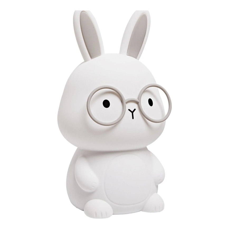 LED RGBW Dimmelhető gyermek érintős lámpa FLORKA LED/1W/5V USB 1200 mAh nyuszi fehér/szürke