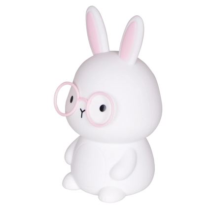 LED RGBW Dimmelhető gyermek érintős lámpa FLORKA LED/1W/5V USB 1200 mAh nyuszi fehér/rózsaszín