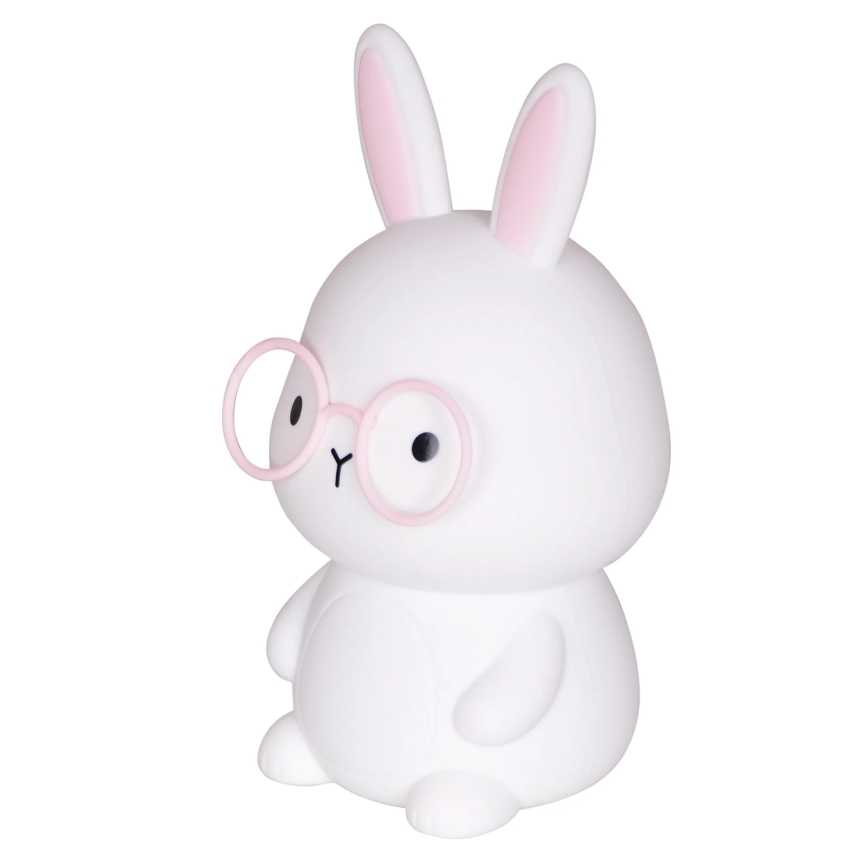 LED RGBW Dimmelhető gyermek érintős lámpa FLORKA LED/1W/5V USB 1200 mAh nyuszi fehér/rózsaszín