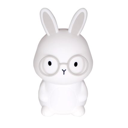 LED RGBW Dimmelhető gyermek érintős lámpa FLORKA LED/1W/5V USB 1200 mAh nyuszi fehér/szürke