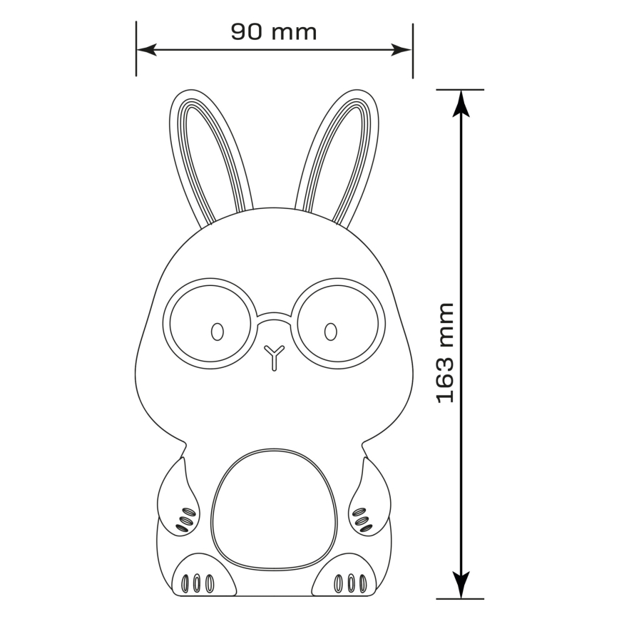 LED RGBW Dimmelhető gyermek érintős lámpa FLORKA LED/1W/5V USB 1200 mAh nyuszi fehér/szürke