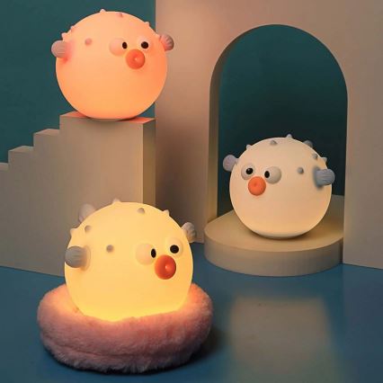 LED RGBW Dimmelhető gyermek érintős lámpa HELA LED/1W/5V USB 1200 mAh hal rózsaszín