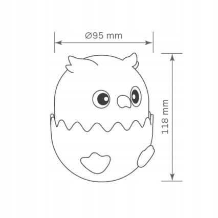 LED RGBW Dimmelhető gyermek érintős lámpa OWL LED/1W/5V USB 1200 mAh bagoly kék