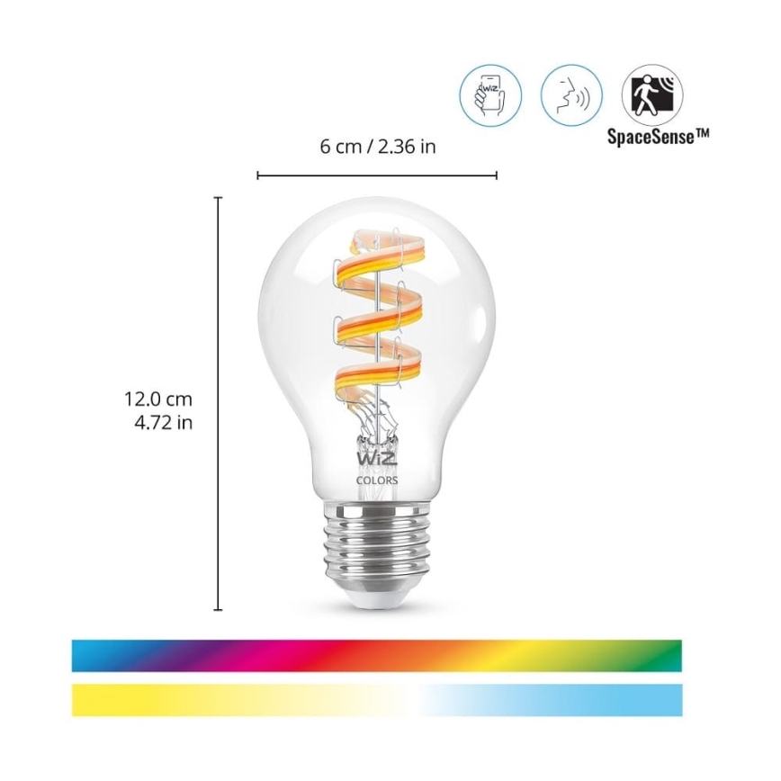LED RGBW Dimmelhető izzó A60 E27/6,3W/230V 2200-6500K Wi-Fi - WiZ
