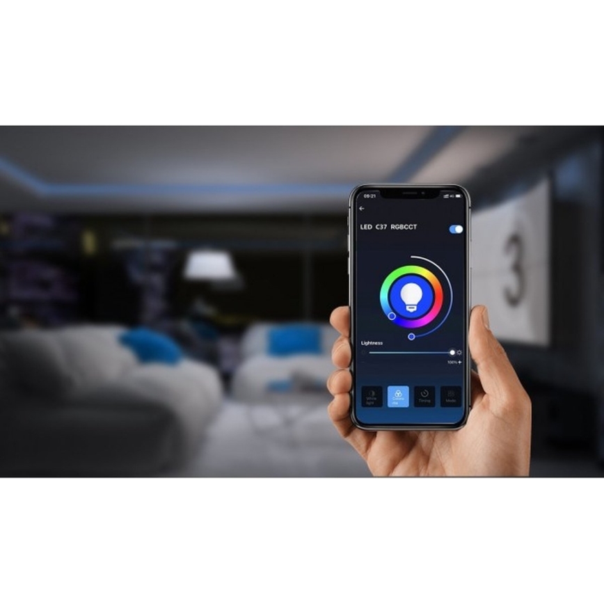 LED RGBW Dimmelhető izzó C37 E14/7W/230V 3000-6500K Wi-Fi - Aigostar