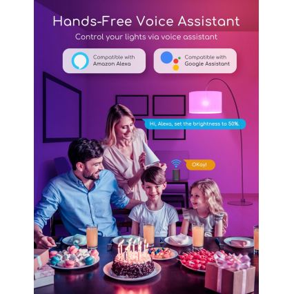 LED RGBW Dimmelhető izzó C37 E14/7W/230V 3000-6500K Wi-Fi - Aigostar