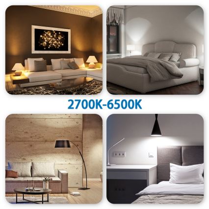 LED RGBW Dimmelhető izzó C37 E27/6,5W/230V 2700-6500K Wi-Fi - Aigostar