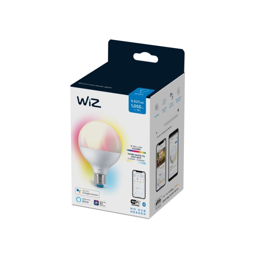 LED RGBW Dimmelhető izzó G95 E27/11W/230V 2200-6500K CRI 90 Wi-Fi- WiZ