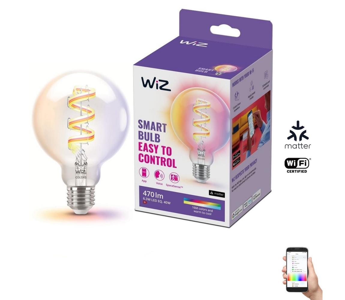 LED RGBW Dimmelhető izzó G95 E27/6,3W/230V 2200