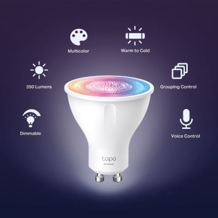 LED RGBW Dimmelhető izzó GU10/3,7W/230V 2200-6500K Wi-Fi - TP-Link