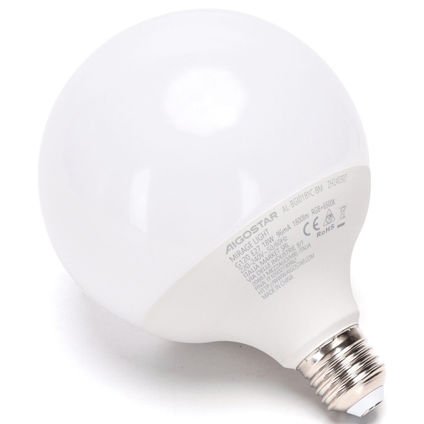 LED RGBW Dimmeres izzó MESH G120 E27/18W/230V 6500K + távirányító - Aigostar