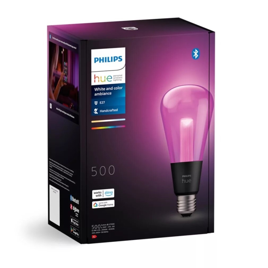 LED RGBW Dimmelhető izzó Philips Hue White And Color Ambiance E27/6,8W/230V 2000-6500K