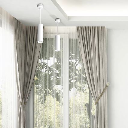 LED RGBW dimmelhető fürdőszobai függeszték kötélen TURYN 1xGU10/4,8W/230V 3000K IP44 fehér + távirányító