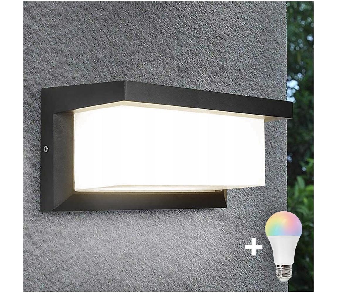 LED RGBW dimmelhető kültéri fali lámpatest NEELY 1xE27/9W/230V IP54 antracit BW0296+AI0819