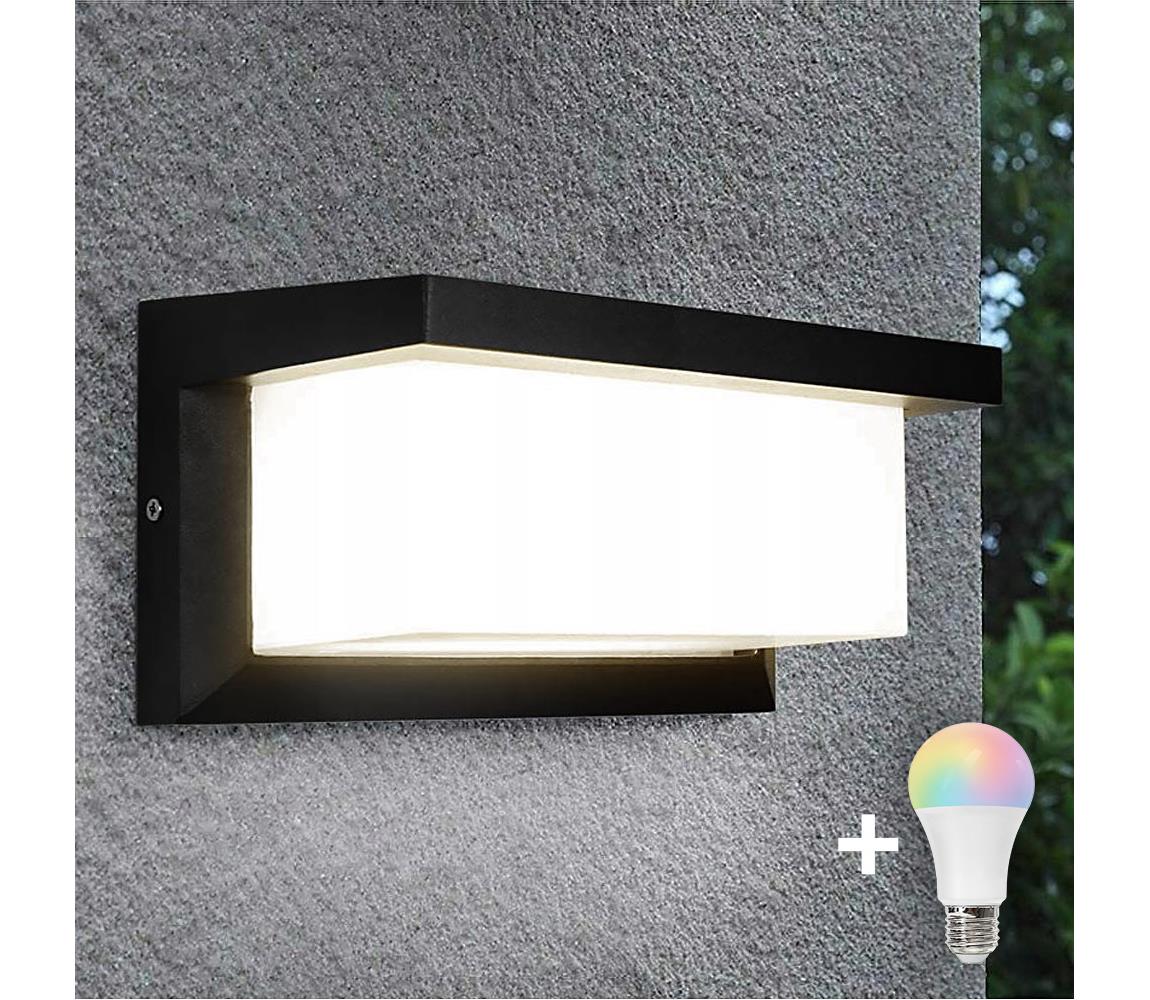 LED RGBW dimmelhető kültéri fali lámpatest NEELY 1xE27/9W/230V IP54 fekete BW0332+AI0819