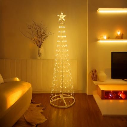LED RGBW fényerőszabályozható kültéri karácsonyi dekoráció LED/4W/230V 180 cm IP44 karácsonyfa + távirányító