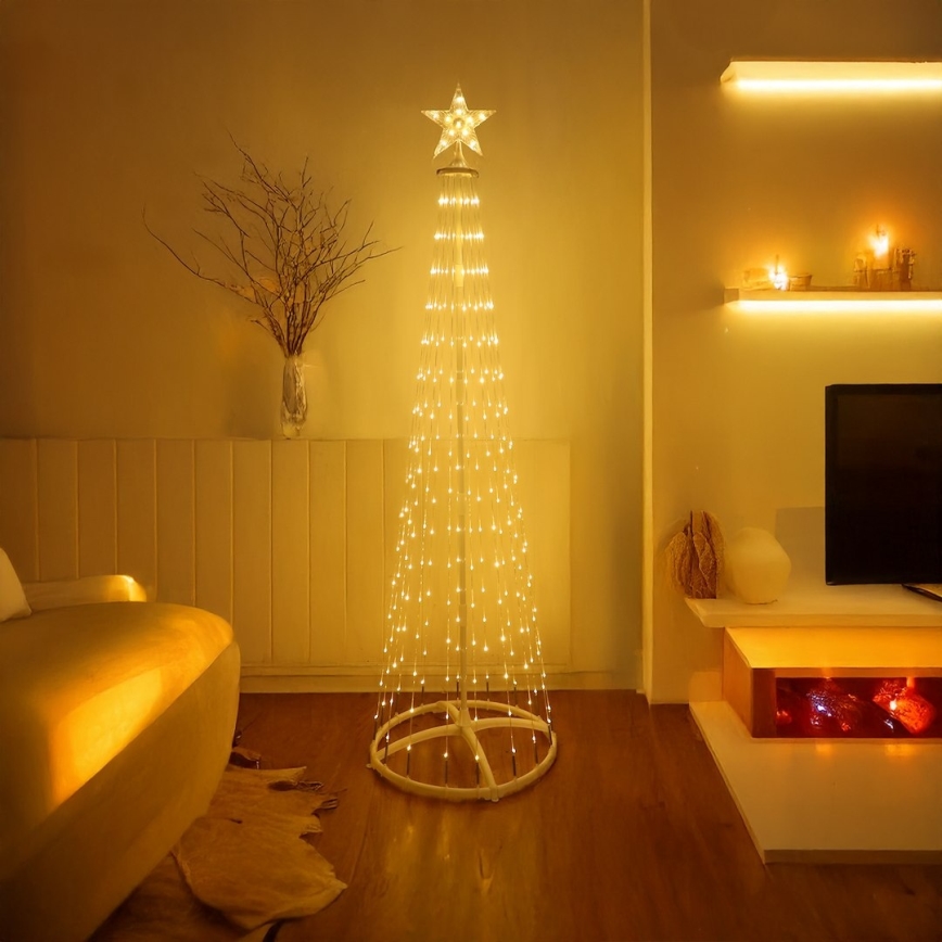 LED RGBW fényerőszabályozható kültéri karácsonyi dekoráció LED/4W/230V 180 cm IP44 karácsonyfa + távirányító