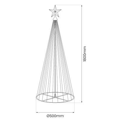 LED RGBW fényerőszabályozható kültéri karácsonyi dekoráció LED/4W/230V 180 cm IP44 karácsonyfa + távirányító