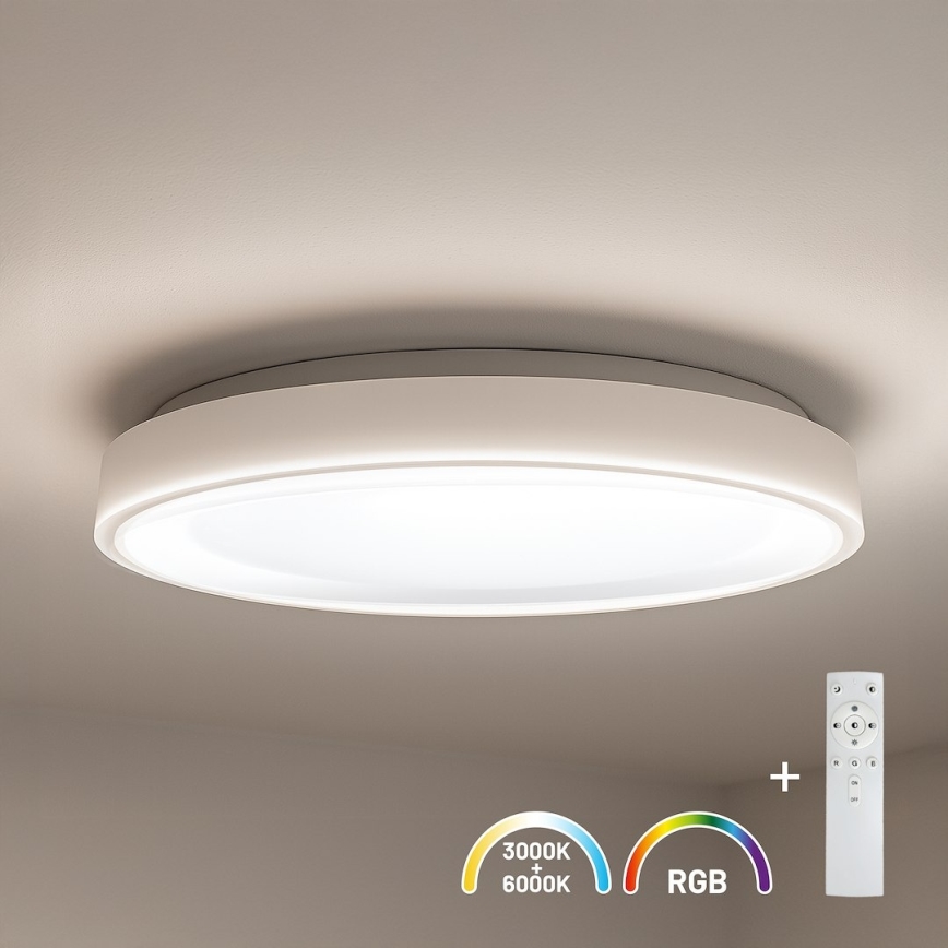 LED RGBW fényerőszabályozható mennyezeti lámpatest MELO LED/36W/230V 3000-6000K átm. 39 cm fehér + távirányító