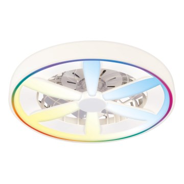 LED RGBW dimmelhető mennyezeti lámpa ventilátorral MALAWI LED/48W/230V 3000-6500K fehér + távirányító