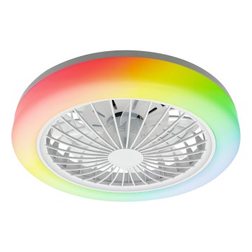 LED RGBW dimmelhető mennyezeti lámpa ventilátorral ZAMBIA LED/24W/230V 3000-6500K fehér + távirányító