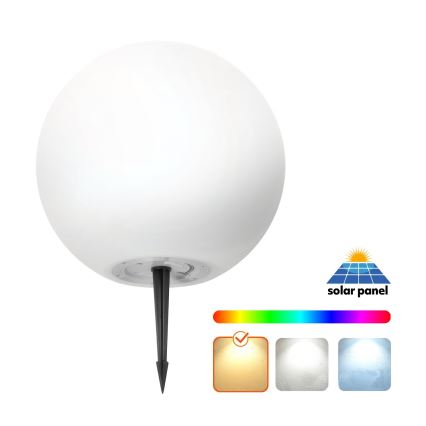LED RGBW dimmelhető napelemes lámpa GARDEN BALL LED/5W/3,7V 3000K IP54 2200 mAh átmérő 40 cm + távirányító