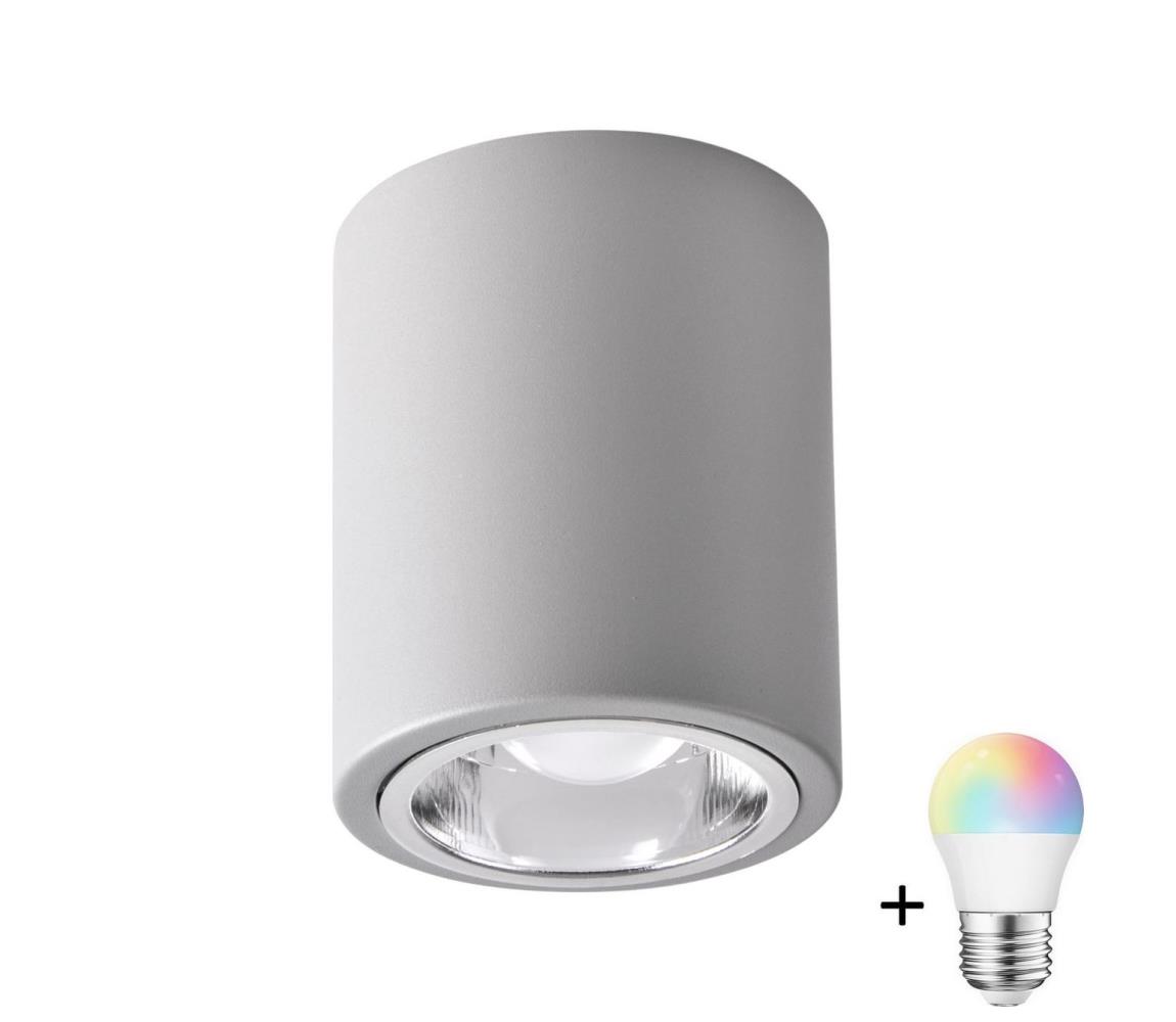 LED RGBW dimmelhető spotlámpa JUPITER 1xE27/6,5W/230V átmérő 9,8 cm szürke SA1041+AI0818