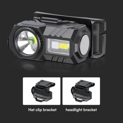 LED RGBW Dimmelhető újratölthető fejlámpa USB LED/3W/5V IP43 190 fényes 24 h 750 mAh