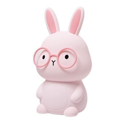 LED RGBW Dimmelhető gyerek érintőlámpa FLORKA LED/1W/5V USB 1200 mAh nyuszi rózsaszín