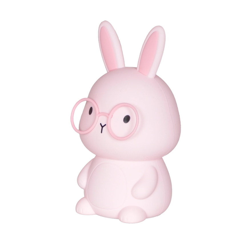 LED RGBW Dimmelhető gyerek érintőlámpa FLORKA LED/1W/5V USB 1200 mAh nyuszi rózsaszín