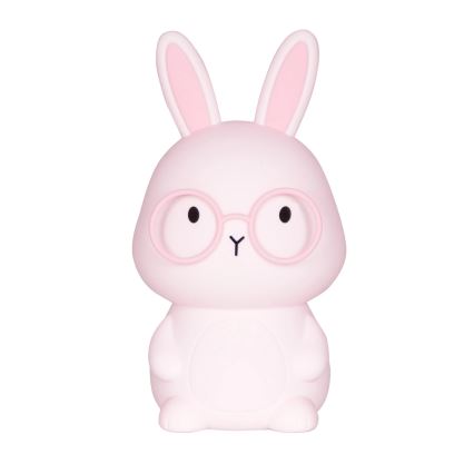 LED RGBW Dimmelhető gyerek érintőlámpa FLORKA LED/1W/5V USB 1200 mAh nyuszi rózsaszín