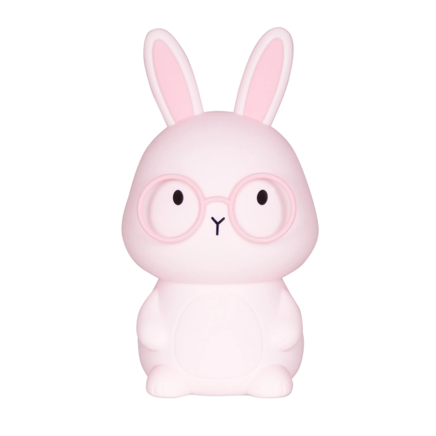 LED RGBW Dimmelhető gyerek érintőlámpa FLORKA LED/1W/5V USB 1200 mAh nyuszi rózsaszín