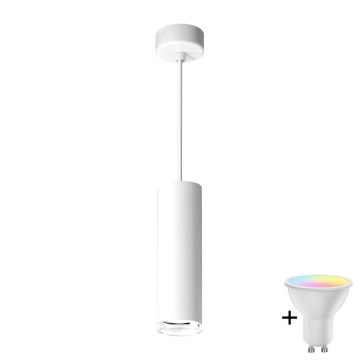 LED RGBW fényerőszabályozható fürdőszobai kábelen függesztett csillár TURYN 1xGU10/6,5W/230V 2700-6500K Wi-Fi IP44 fehér