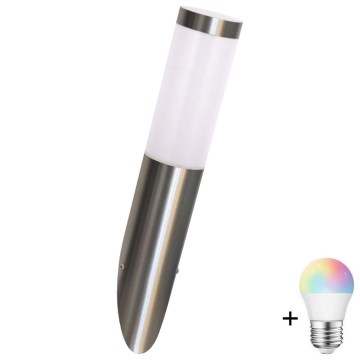 LED RGBW fényerőszabályozható kültéri fali lámpa LIVIA 1xE27/6,5W/230V 2700-6500K Wi-Fi IP44 ezüst
