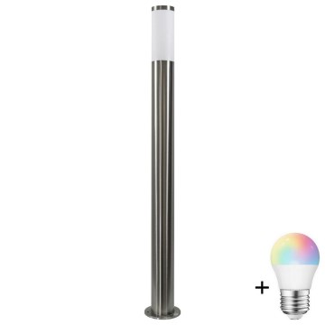 LED RGBW fényerőszabályozható kültéri lámpa LIVIA 1xE27/6,5W/230V 2700–6500K Wi-Fi 100 cm IP44 ezüst