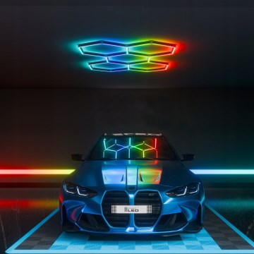 LED RGBW fényerőszabályozható mennyezeti lámpatest HEXAGON LED/144W/85-265V 7000K 205x142 cm CRI 90 IP54 fehér + távirányító