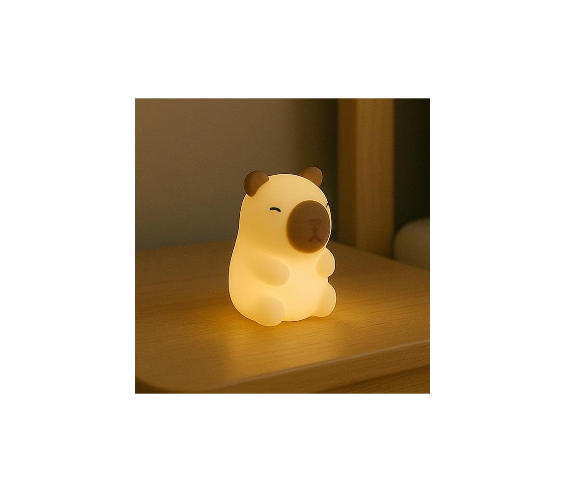 LED RGBW fényerőszabályozható újratölthető gyerek éjszakai lámpa KAPYBARA LED/0,45W/5V 800 mAh ML2302