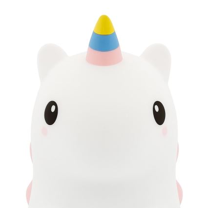 LED RGBW, fényerőszabályozható, újratölthető, érintésvezérlésű gyerek éjszakai lámpa UNICORN LED/1W/5V 1200 mAh