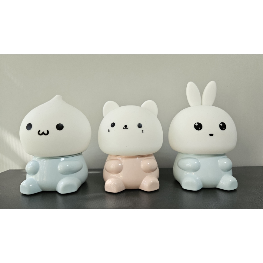 LED RGBW Gyermek érintős lámpa LED/1W/5V USB 1200 mAh macska