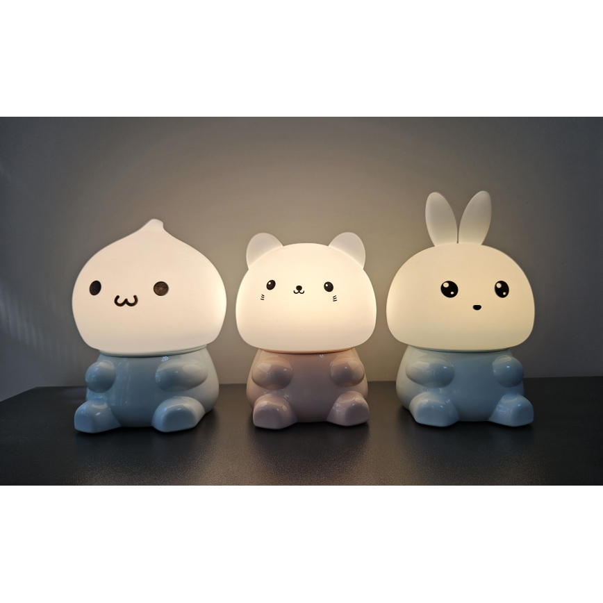 LED RGBW gyerek érintős lámpa LED/1W/5V USB 1200 mAh nyuszi