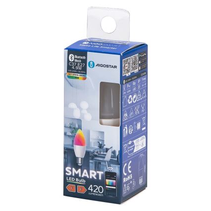 LED RGBW Dimmeres izzó C37 E27/4,9W/230V 2700-6500K - Aigostar