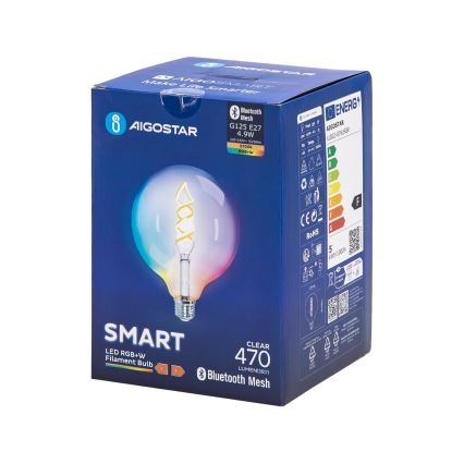 LED RGBW Dimmelhető izzó FILAMENT MESH Intelligens G125 E27/4,9W/230V 2700K - Aigostar