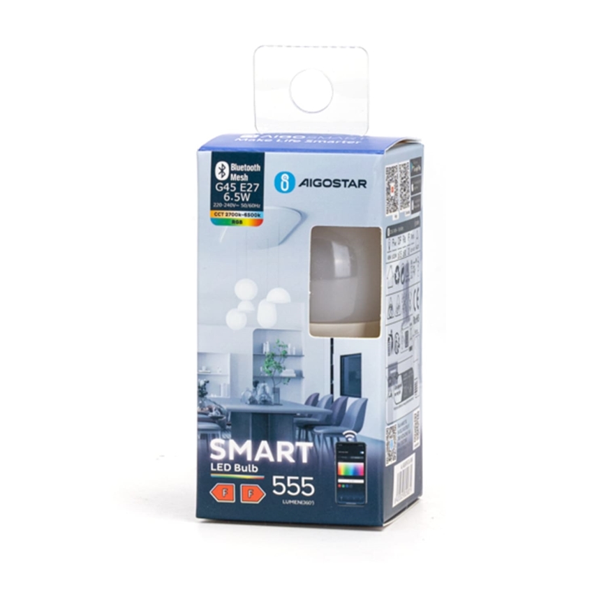 LED RGBW Dimmelhető izzó G45 E27/6,5W/230V 2700-6500K - Aigostar