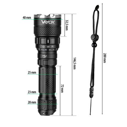 LED RGBW állítható fényerejű újratölthető lámpa LED/15W/5V IP66 1500 lm 2000 mAh