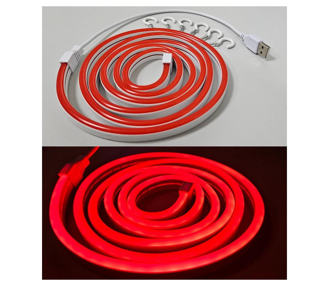 LED Rugalmas Szalag NEON LED/5V USB 1,8 m piros 008 0001126