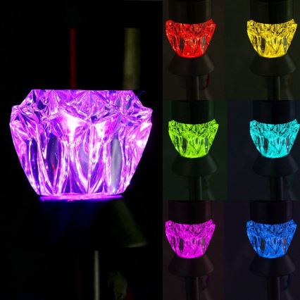 LED Solár lámpa CRYSTAL 2xLED-RGB/0,02W/1xAAA matt króm
