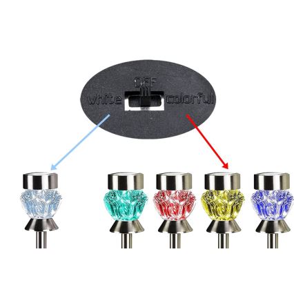 LED Solár lámpa CRYSTAL 2xLED-RGB/0,02W/1xAAA matt króm