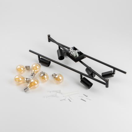 LED spotlámpa 6xE27/6,5W/230V fekete